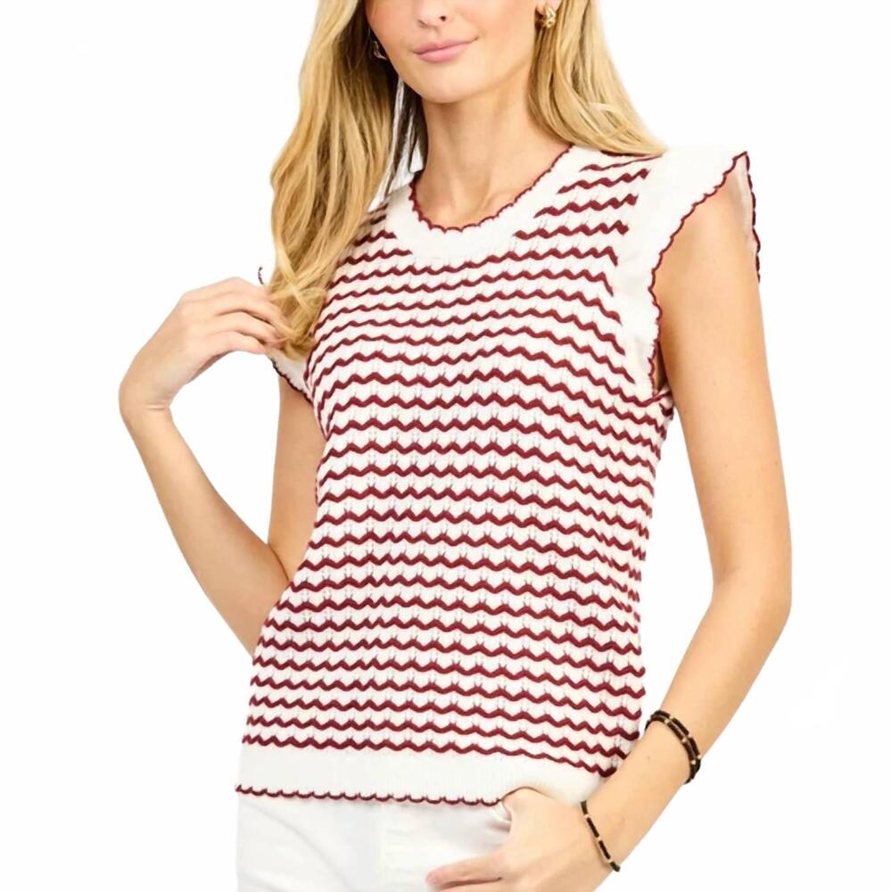 NEW MARY SQUARE oakley sweater in white maroon wave